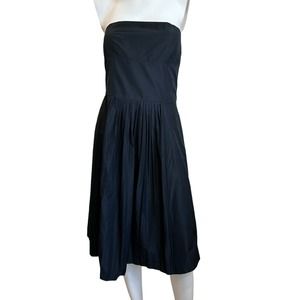 Theory Black Strapless Pleated Cocktail Dress sz 6 EUC